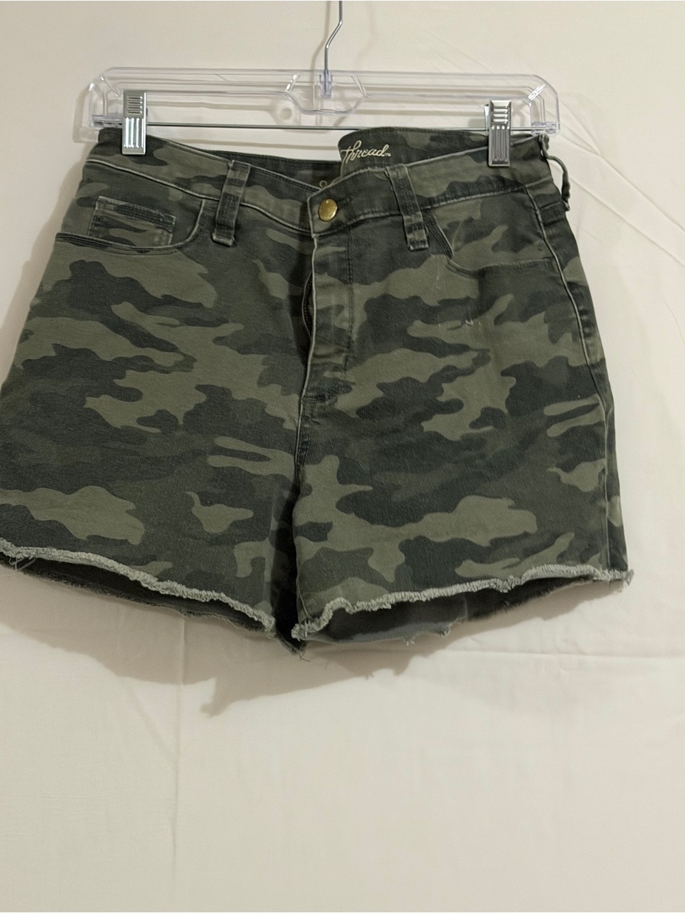 Universal Thread Camouflage High-Rise Jean Shorts - Olive Green